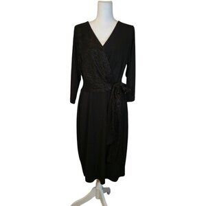Lane Bryant NWT Formal Midi Dress Women Size 14 Black Sparkle Cocktail Attire